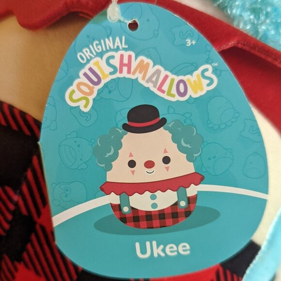 NWT 12" Ukee Clown Squishmallows Blue Hair Plaid Plushie Circus Steampunk Gift - Picture 4 of 5